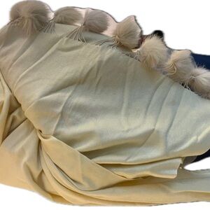 Cream Scarf with Pom Pom Trim